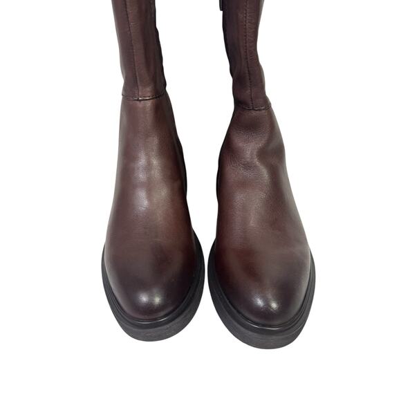 Franco Sarto Brown Leather Over The Knee Riding Boots 7.5M Wide Calf Battina - Picture 4 of 16